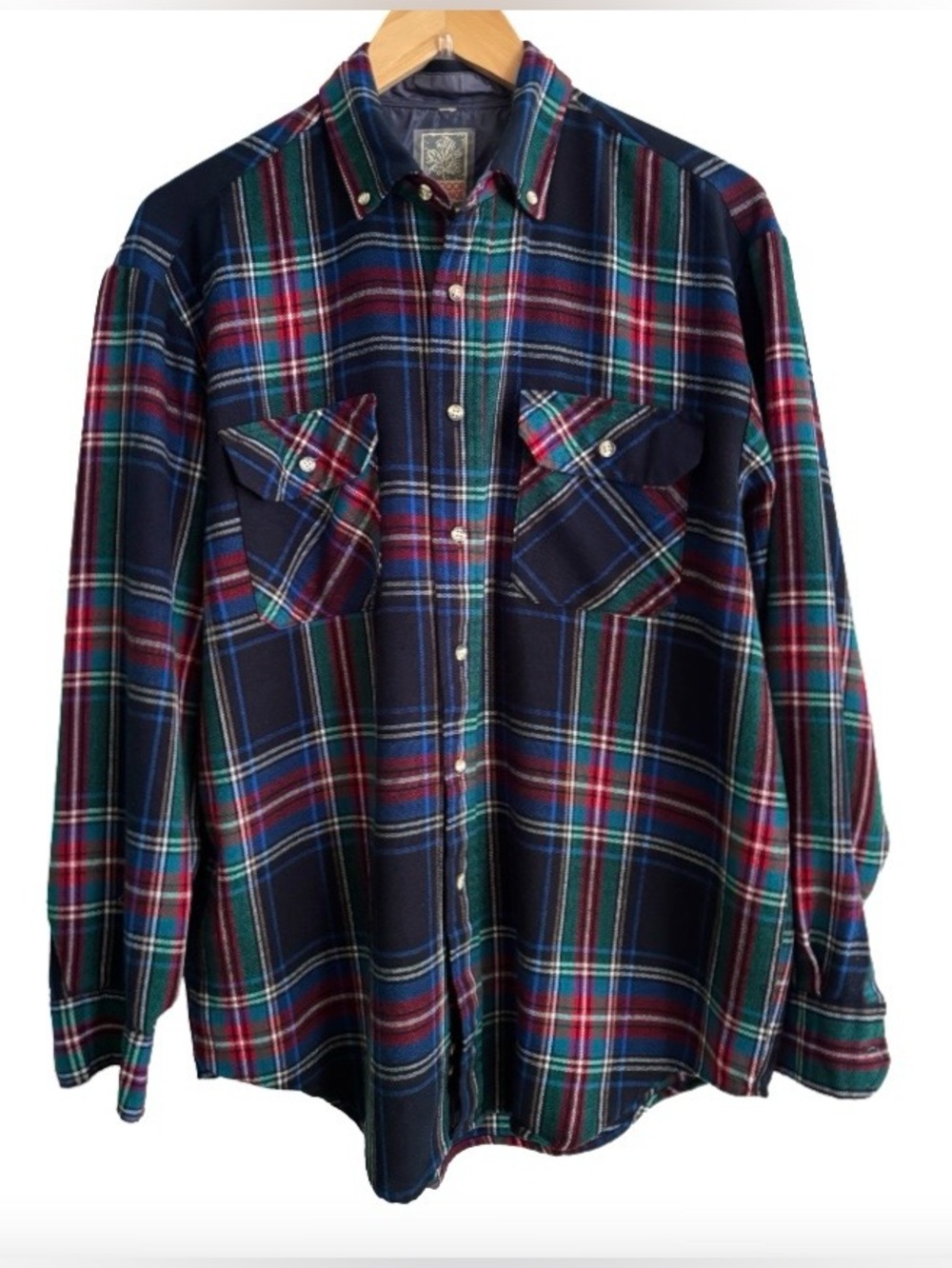 70’s 80’s Outdoor Exchange plaid wool blnd flannel buttn dwn L/S shrt MN L retro